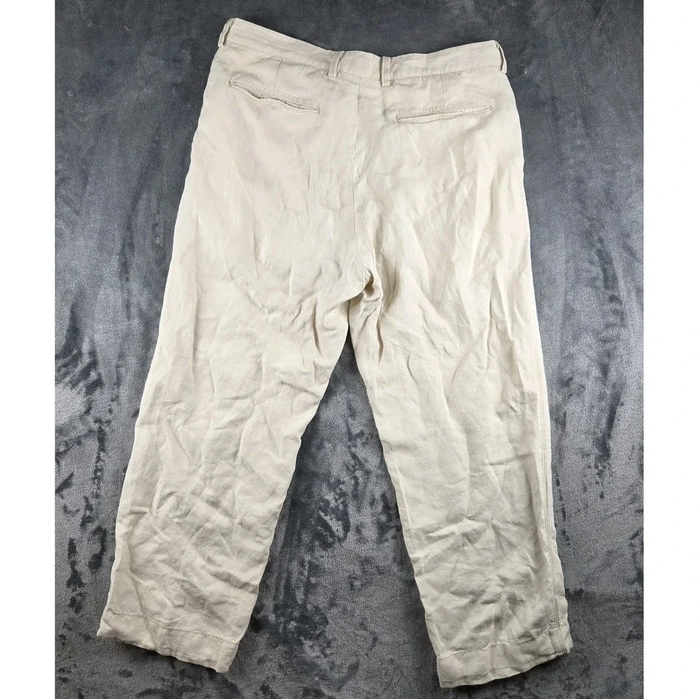 Tommy Bahama Silk Linen Blend Khaki Pants Men's 34x30(35x28) Flat Front Hawaiian